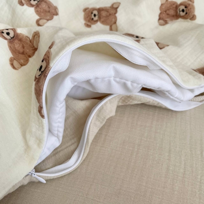 Set lenjerie de schimb pentru patut bebe 3 piese Teddy bej (4)
